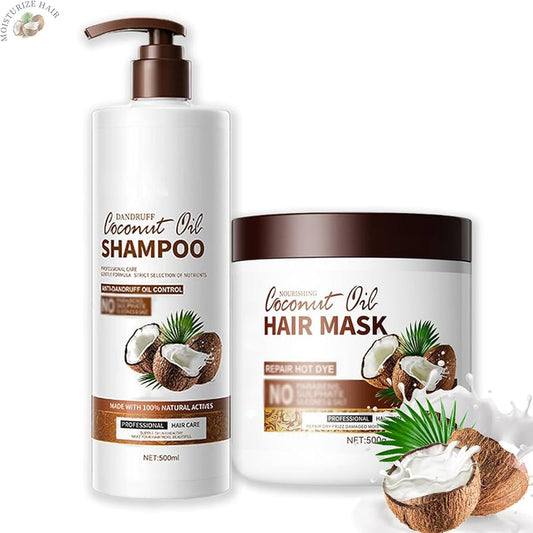 BUY 1 TAKE 1 Collagen Hair Mask Treatment And Coconut Oil Shampoo For Deep Nourishment And Shine Enhancement