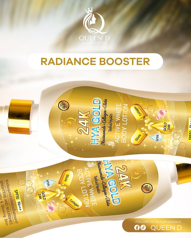 QUEEN D 24K HYA GOLD Active White Body Lotion with SPF 50 PA+++ 300ml | NEW