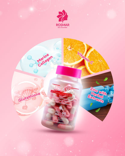 ROSMAR Kagayaku Capsule (GLUTATHIONE + COLLAGEN + ORAL SUNBLOCK + SLIMMING)