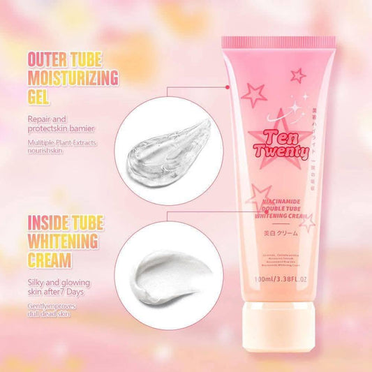 TEN TWENTY Niacinamide Double Tube Whitening Cream Brightening Body Care Lotion Instant Glow 100ML