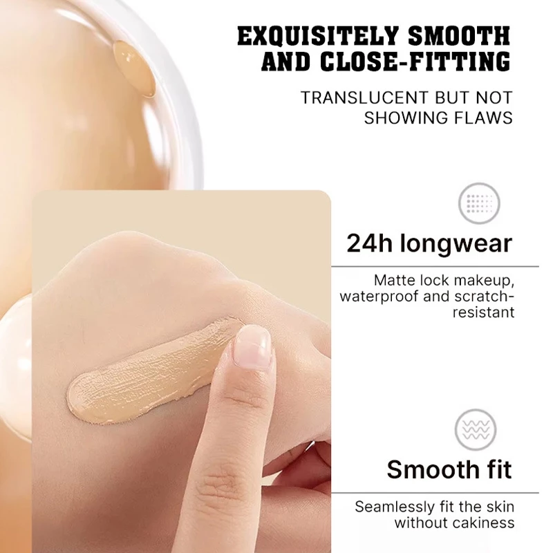 24 Hours Full Coverage Foundation Long Wear High Coverage HD Matte Liquid BB Cream Waterproof