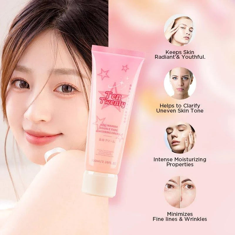 TEN TWENTY Niacinamide Double Tube Whitening Cream Brightening Body Care Lotion Instant Glow 100ML